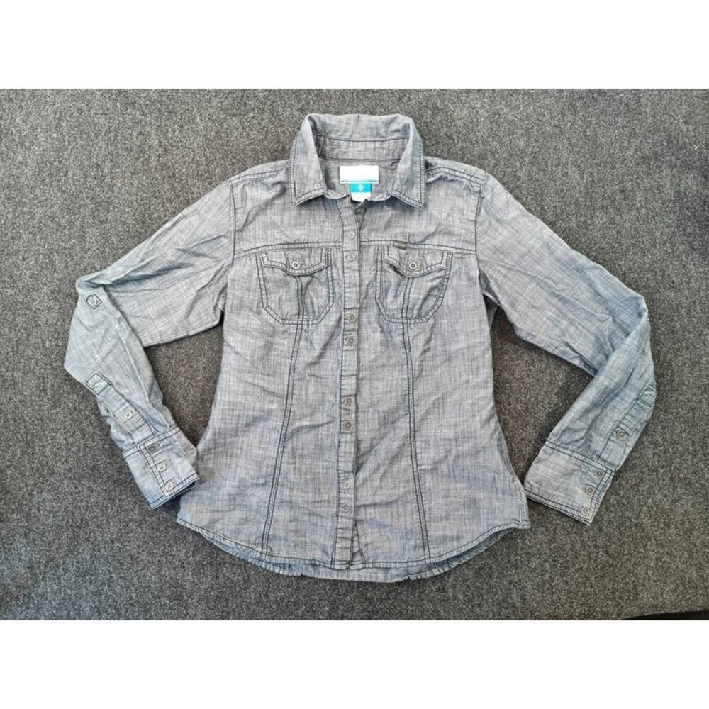 Columbia Sportswear Womens Size S Gray Chambray Button Down shirt